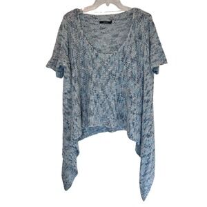 VERTIGO‎ Blue Knit Tunic Top L XL Grandmacore Boho Lightweight Spring Comfort